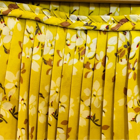 American Eagle Outfitters, yellow floral pleated skirt, size 10 - Picture 2 of 7